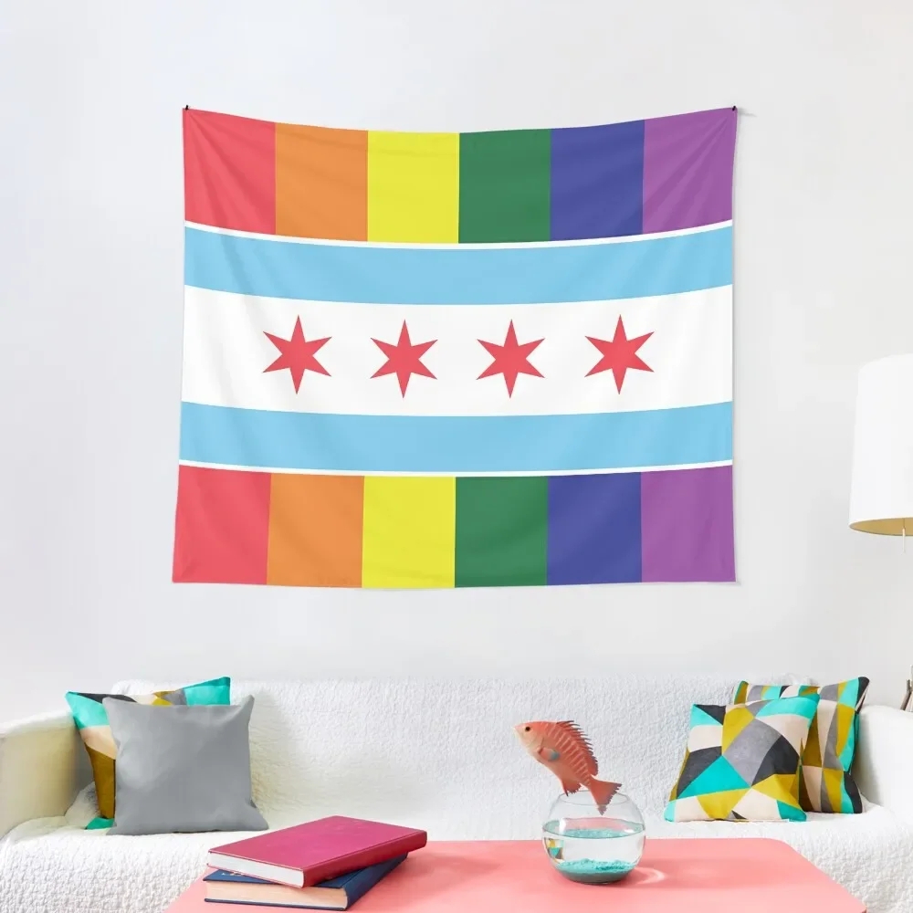

Chicago Pride Flag 2017 гобелен для украшения комнаты Забавный гобелен