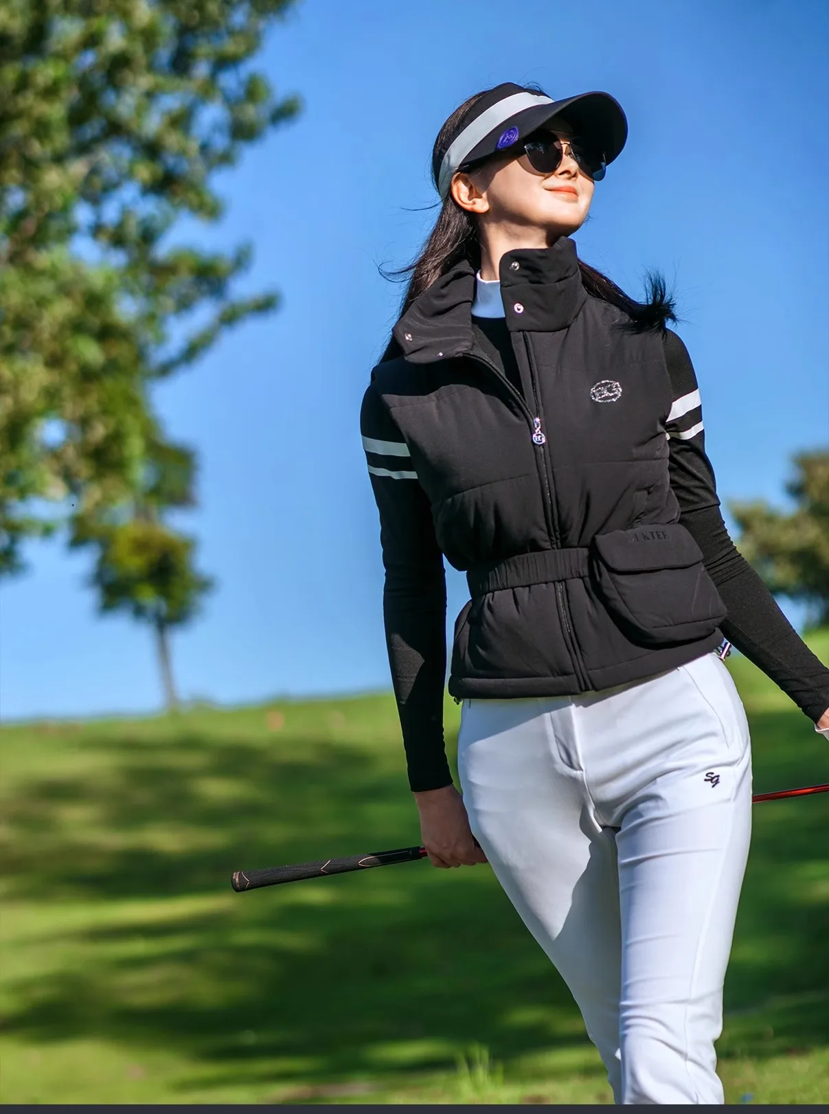 BG new thicken golf vest coat for women autumn and winter with cotton sleeveless warm jacket ladies casual sports clothes
