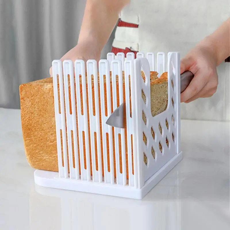 

Toast Bread Slicer Stand Plastic Bakeware Slicing Tool Loaf Cutter Rack Cutting Guide Home Kitchen Gadgets