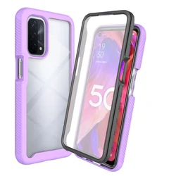 Shockproof Clear Protective Case with Built - in Screen Protector - OPPO A57 4G 5G (Purple)