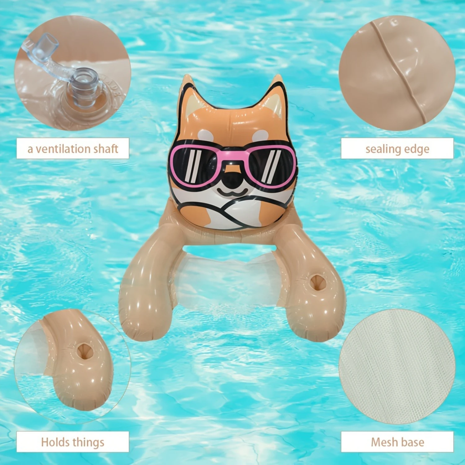 1pc PVC Single Water Recliner, Puppy Shape Funny Vivid Convenient To Carry, Water Toy For Garden Pool Beach Vacation