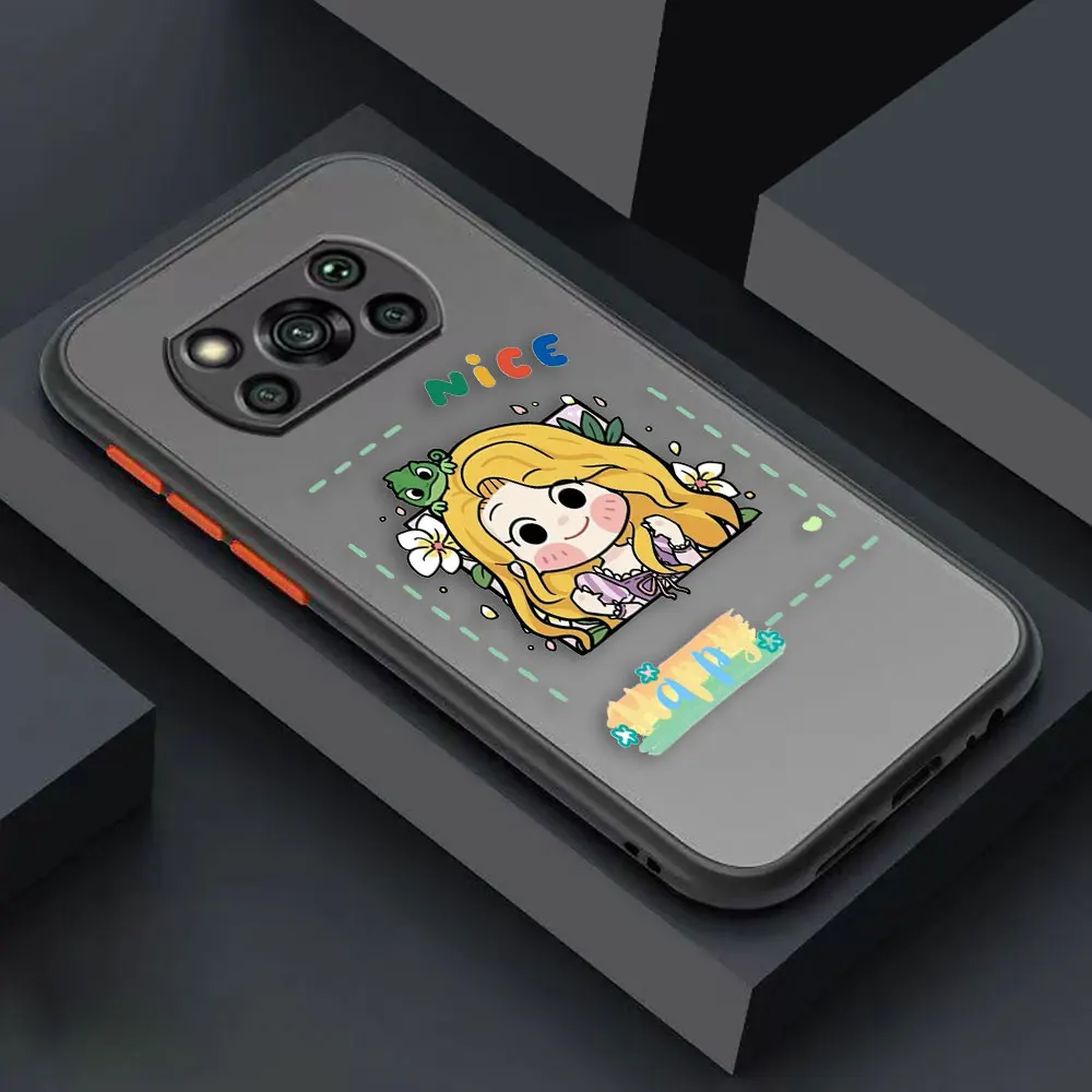 Matte Case for Xiaomi POCO X4 X3 X2 M4 M3 M2 F4 F3 GT F2 C40 CC9 PRO 4G 5G MIX4 CIVI Case Funda Shell Cartoon Anime Snow White
