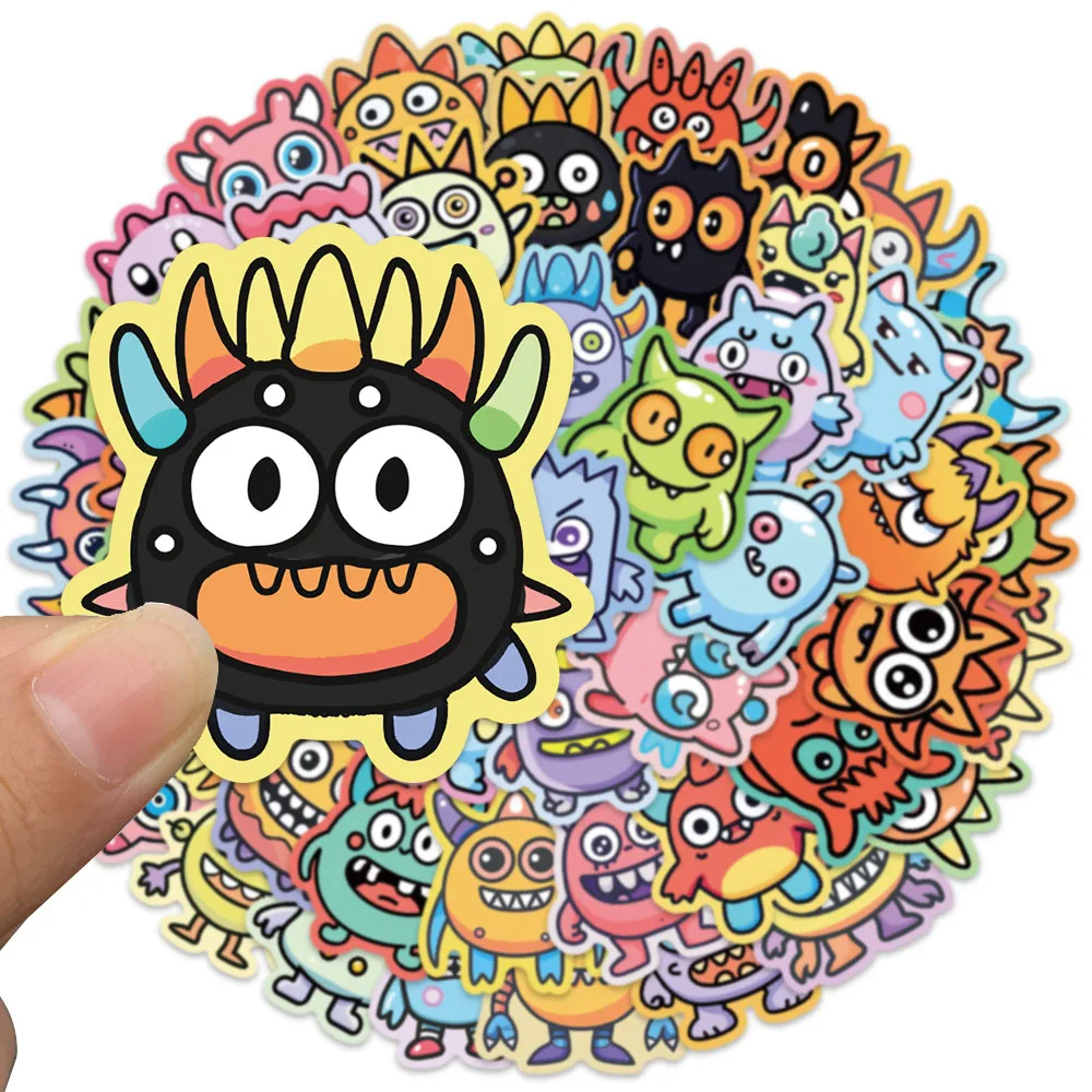 50pcs Cute Horror Monsters Stickers Cartoon Anime Water Bottle Stickers Laptop Luggage Notebook Waterproof Vinyl Bicycle Decals