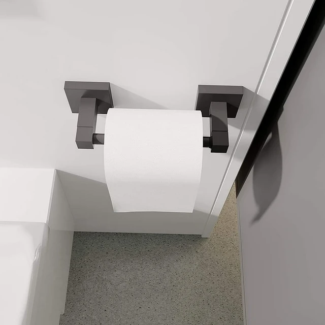 POKIM Black Toilet Paper Holder - Metal Bathroom Flexible Pivoting Tissue  Handle on Wall Mounted, SUS 304 Stainless Steel Adjustable TP Large Mega