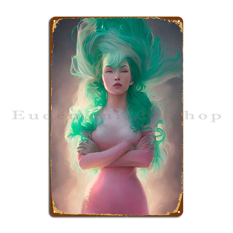 Настенный плакат с зеленой шерстью, металлический плакат с ведьмой, дизайнерский Настенный декор для гаража, настенный плакат на заказ