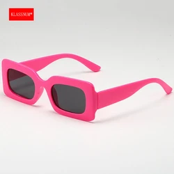 KLASSNU Women Candy Color Retro Sunglasses Large Square Frame Sun Glasses 2024 Trendy Party Sunglasses Anti UV400 Shades