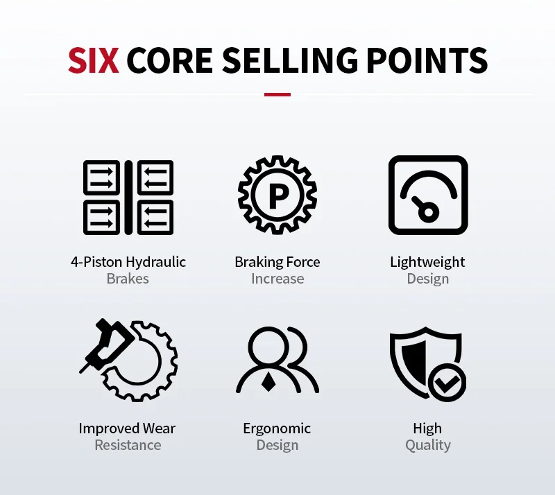 Description Picture 4 of itemBUCKLOS 4 Piston Electric Bike Hydraulic Brakes Power Off Front Rear E-Bike Brake Set Scooter Bicycle Oil Disc Brake MTB Parts