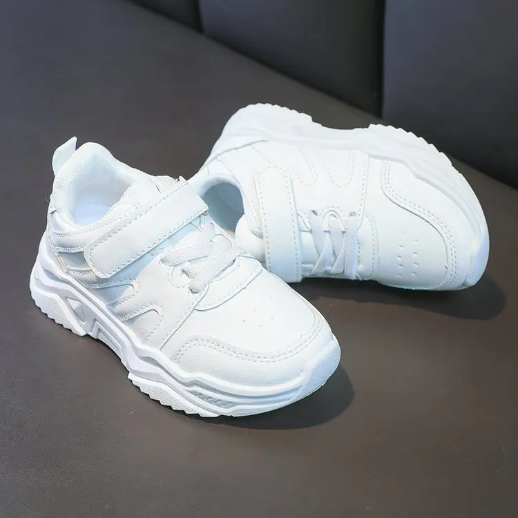 Breathable White Kids Sneakers for School