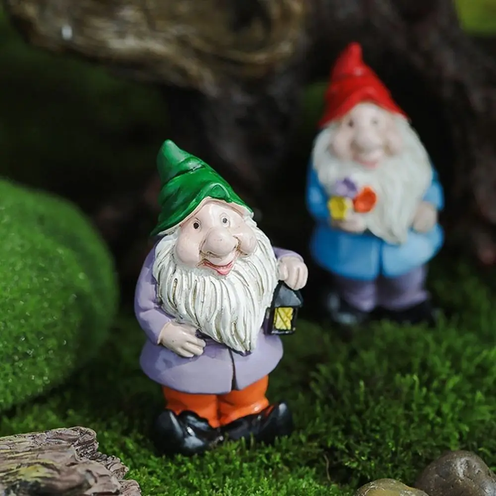 Multicolor Mini Gnome Figurines Desktop Decoration Micro Landscape Miniature Dwarfs Statue Moss Terrarium Handicraft