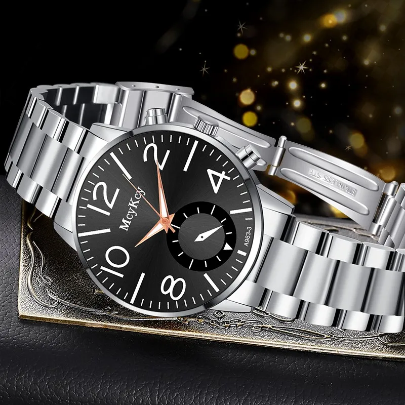 

Watches Luxury Quartz Wristwatch Clock Men Business Casual Wristband Men'S Watch Quartz Watch Gift Fashion Mens Stainless Steel