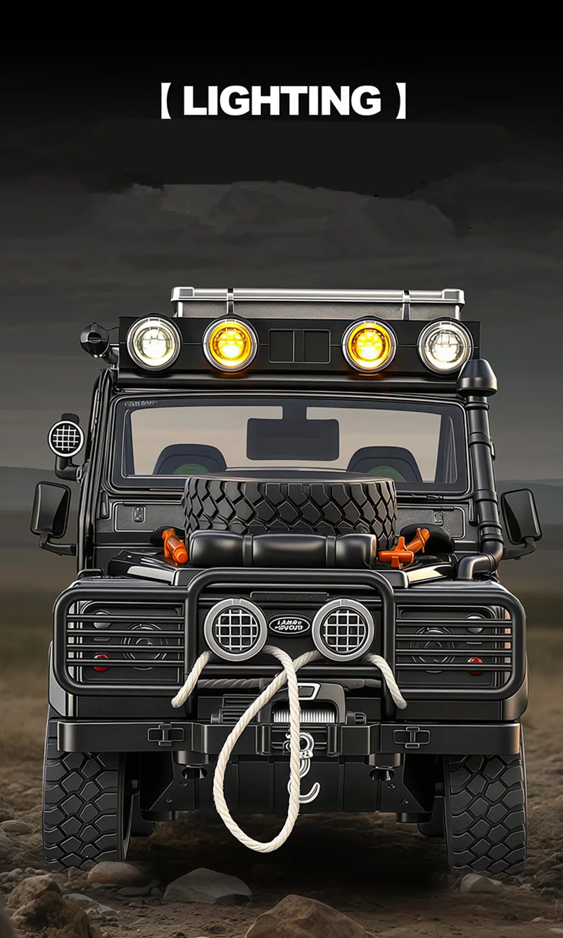 S0a57b7f7f6384fec8b658068cb568a8bL 1/24 Land Range Rover Defender 110 Tomb LE Alloy Pickup Car Model Diecasts Off-road Vehicles Car Model Sound Light Kids Toy Gift