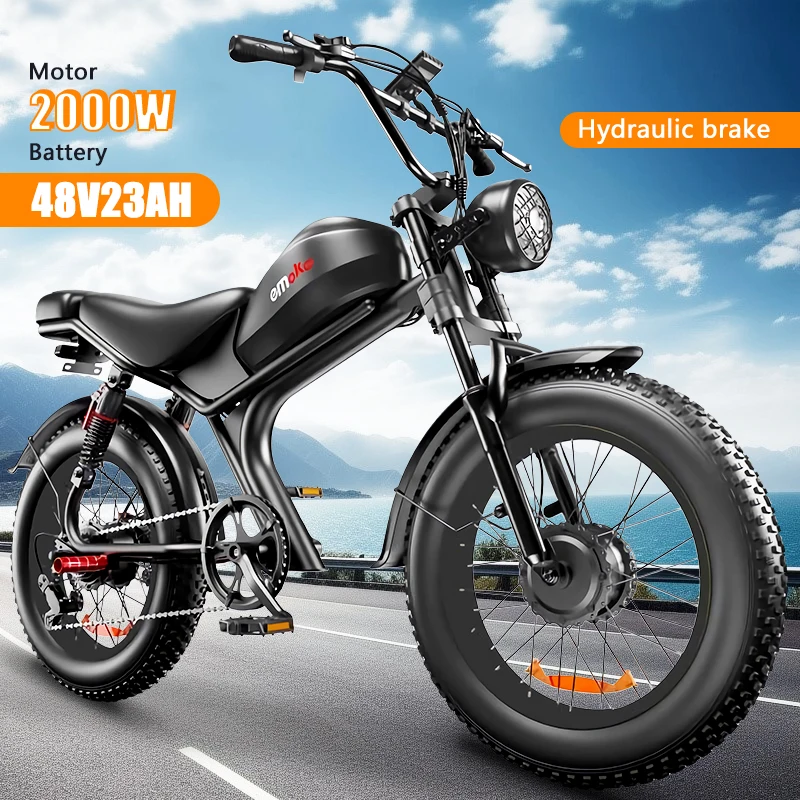 24 Year New Retro Electric Bicycle C93 2000W Super Motor 23AH Large Capacity Battery Hydraulic Brake 20 inch Fat Tires