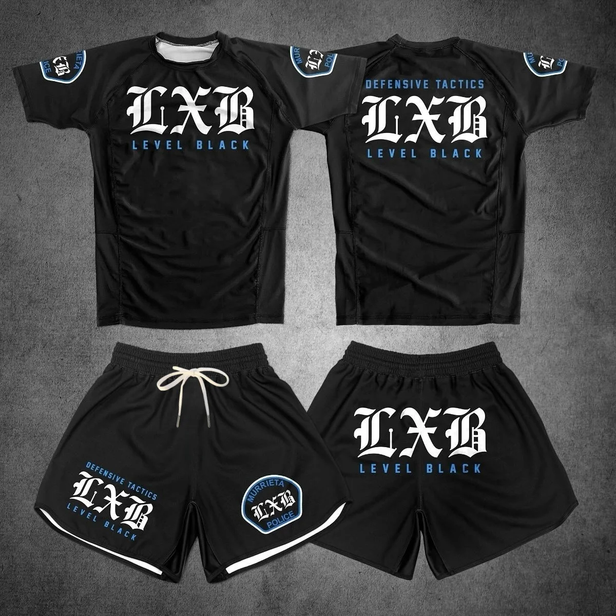 Quick Drying Black V1 LXB AJJ Rash Guard Gym Set Levelxblack RANKED V2 NIVEL NEGRO Jersey T-shirt And Shorts Combo for Fitness