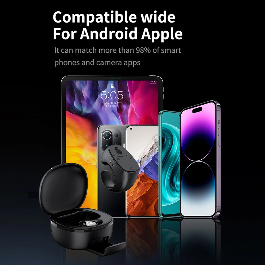 Fingertip Remote Control Bluetooth-Compatible 5.3 Remote Control Shutter/Clicker Multi-Function Digital Display for Smartphones