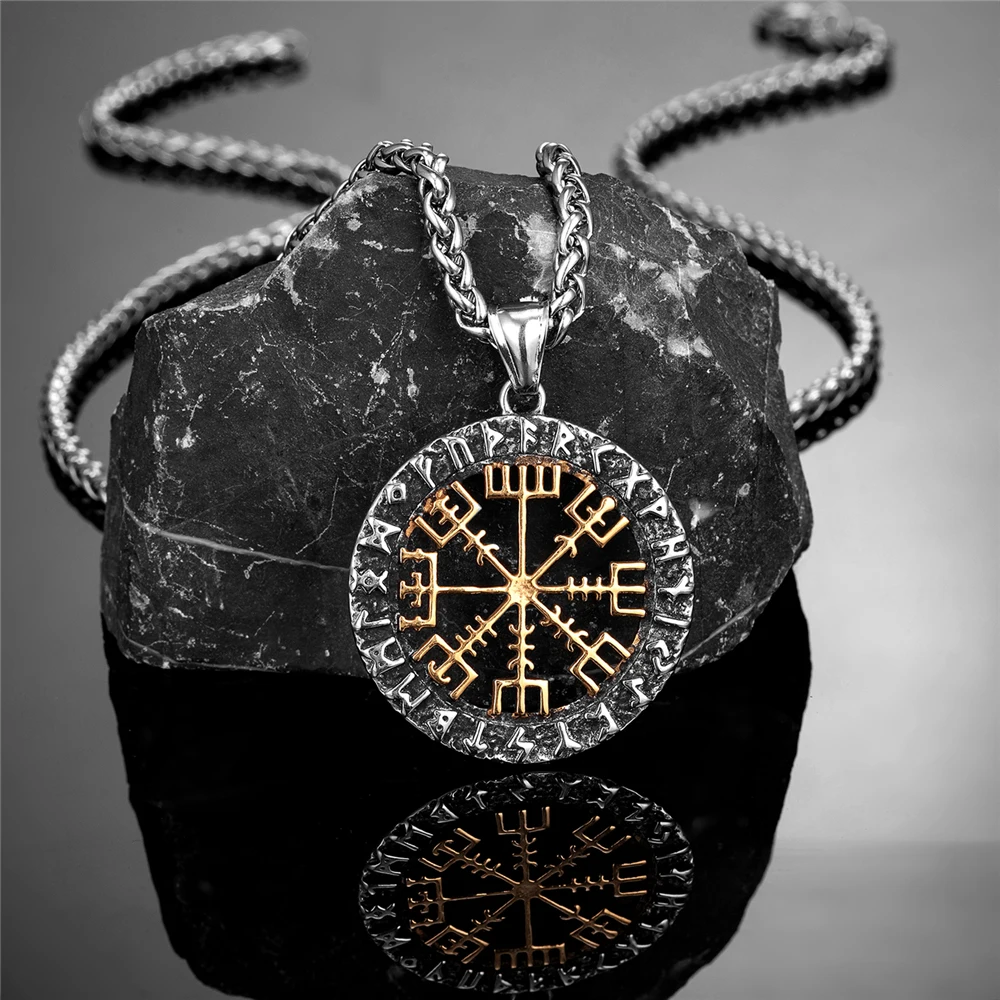 Collana Uomo Viking Con Croce E Nodo Celtico OIDEA - Ciondolo In Acciaio Inox 4,1x2,9 Cm, Catena 60 Cm, Ipoallergenica