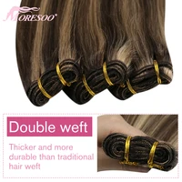 Moreoo – tissage en lot brésilien Remy naturel lisse, trame de cheveux, tissage en lot, 100g par trame, Extensions tissage cheveux humai de cheveux humains cousus à la Machine extension à clip cheveux brésilien naturel 3
