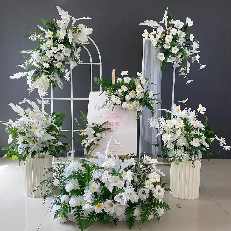 

Wedding Props Background Decoration Artificial Flower Row Marry Floral Arrangement Road Leading Flower Ball Welcome Area Decor