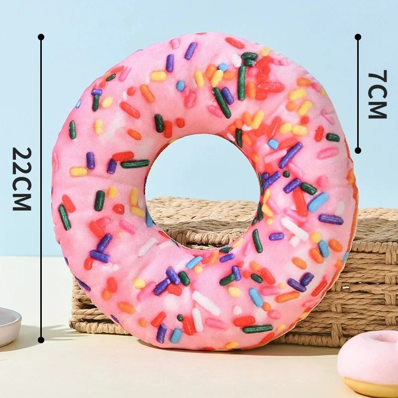 Plush Dog Toy Doughnut Pizza Shape Pet Squeaky Toys for Small Large Dogs Cleaning Teeth Puppy Chew Sound Toy Pet Supplies 5