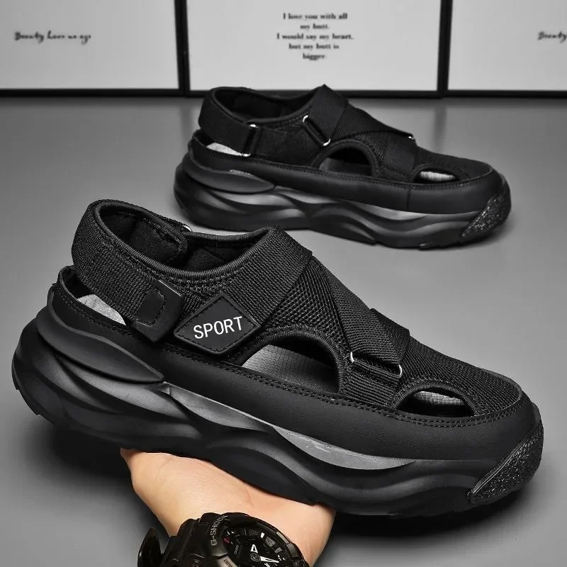 Leather Sandals Fashion Designer Men's Sandals Breathable Casual Shoes for Men Outdoor Non Slip Beach Sandals Male Platform Sandalias