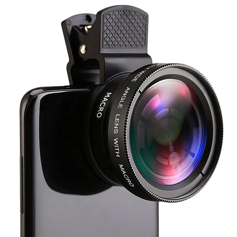 2in1 Fisheye Phone Lens 0.45X Wide Angle Zoom Fish Eye Macro Lenses Camera Kits With Clip Lens On The Phone For Smartphone