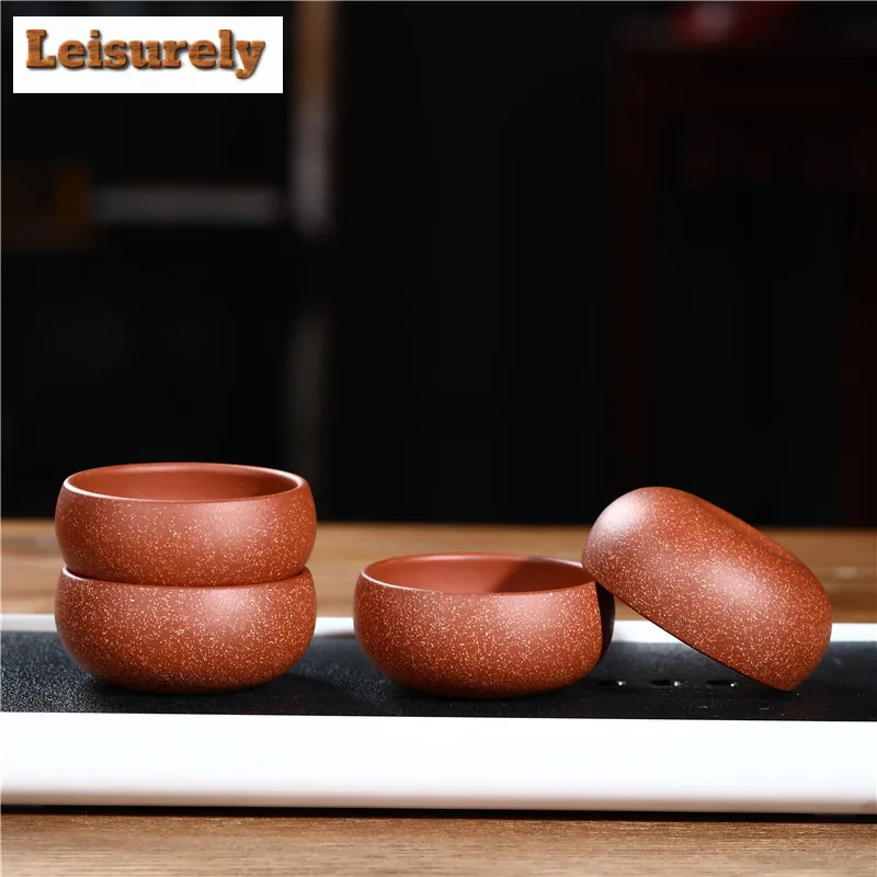 2 Pcs/set Authentic Yixing Purple Clay Teacup Handmade Smelling Tea Bowl Pu'er Master Cup Dragon Blood Sand Zisha Tea Set 60ml