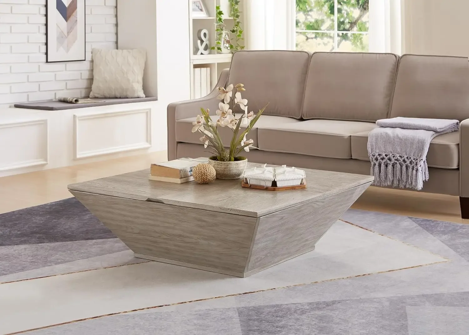 

Square Coffee Tables for Living Room, Wood Coffee Table with Storage, Modern Table with Lift Top Farmhouse Furniture Style