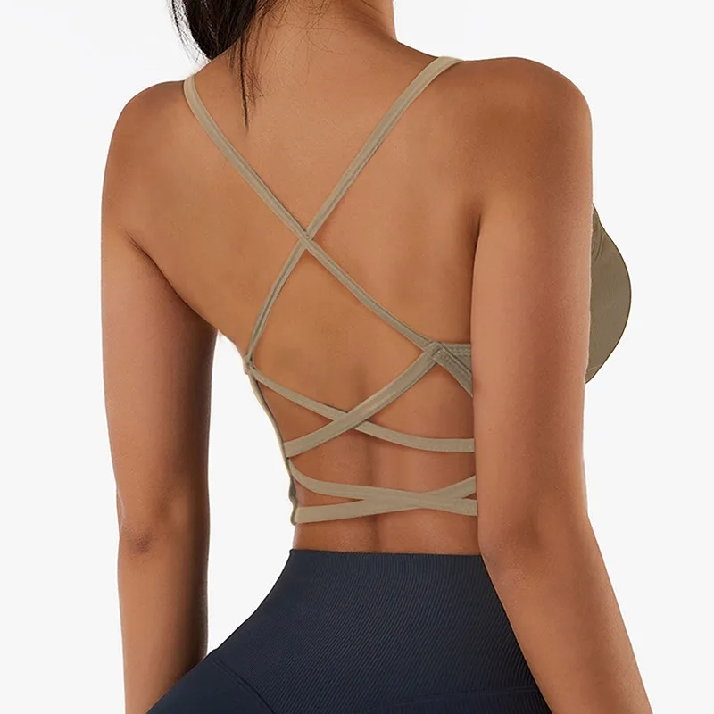 

Women Cross Strap Sports Bra Top Women Push Up Sport Bra Yoga Gym Crop Top Brassiere Fitness Top Sport Breathable Bras