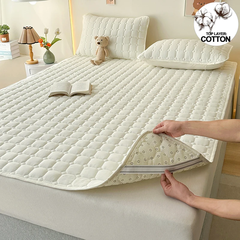 Quilted Mattress Cover Breathable Mattress Protector,Bed Sheet with Straps,Soft,Washable,Anti-Slip,Hypoallergenic, Noiseless Quilted Mattress Cover Breathable Mattress Protector,Bed Sheet with Straps,Soft,Washable,Anti-Slip,Hypoallergenic, Noiseless