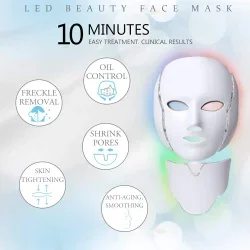 7 Color LED Face Mask with Neck Wireless Portable Red Light Therapy Anti-Aging Wrinkles Skin Rejuvenation Home Use Beauty Mask