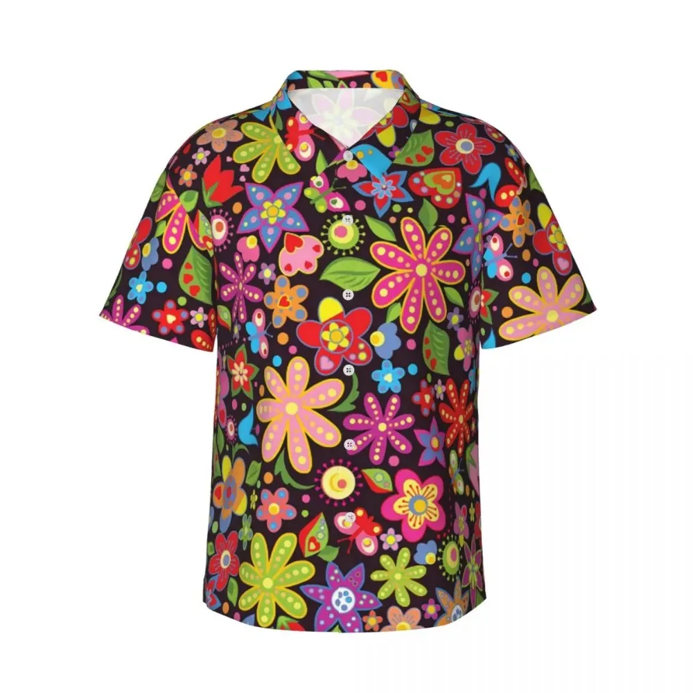 Casual Short Sleeved Shirt Short Sleeved Shirt Flower Power Casual Shirt Hippie Floral Petals Vintage Summer Shirts Man Short Sleeve Beach Harajuku Design Oversize Blouses