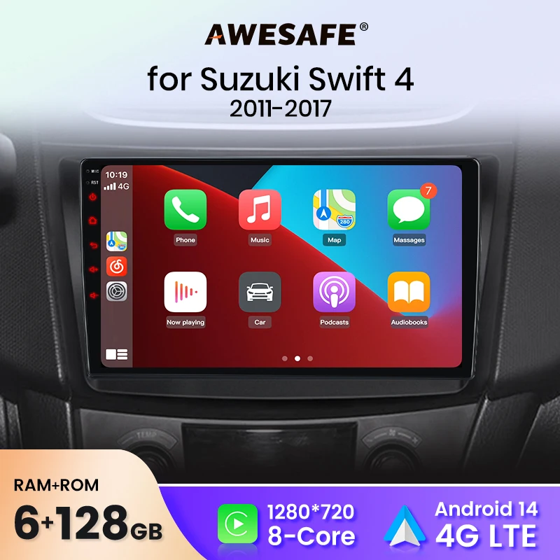 AWESAFE Wireless CarPlay Android Auto Car Radio Stereo For Suzuki Swift Car Intelligent Systems BT FM RDS Plug & Play SWC UK Shipped