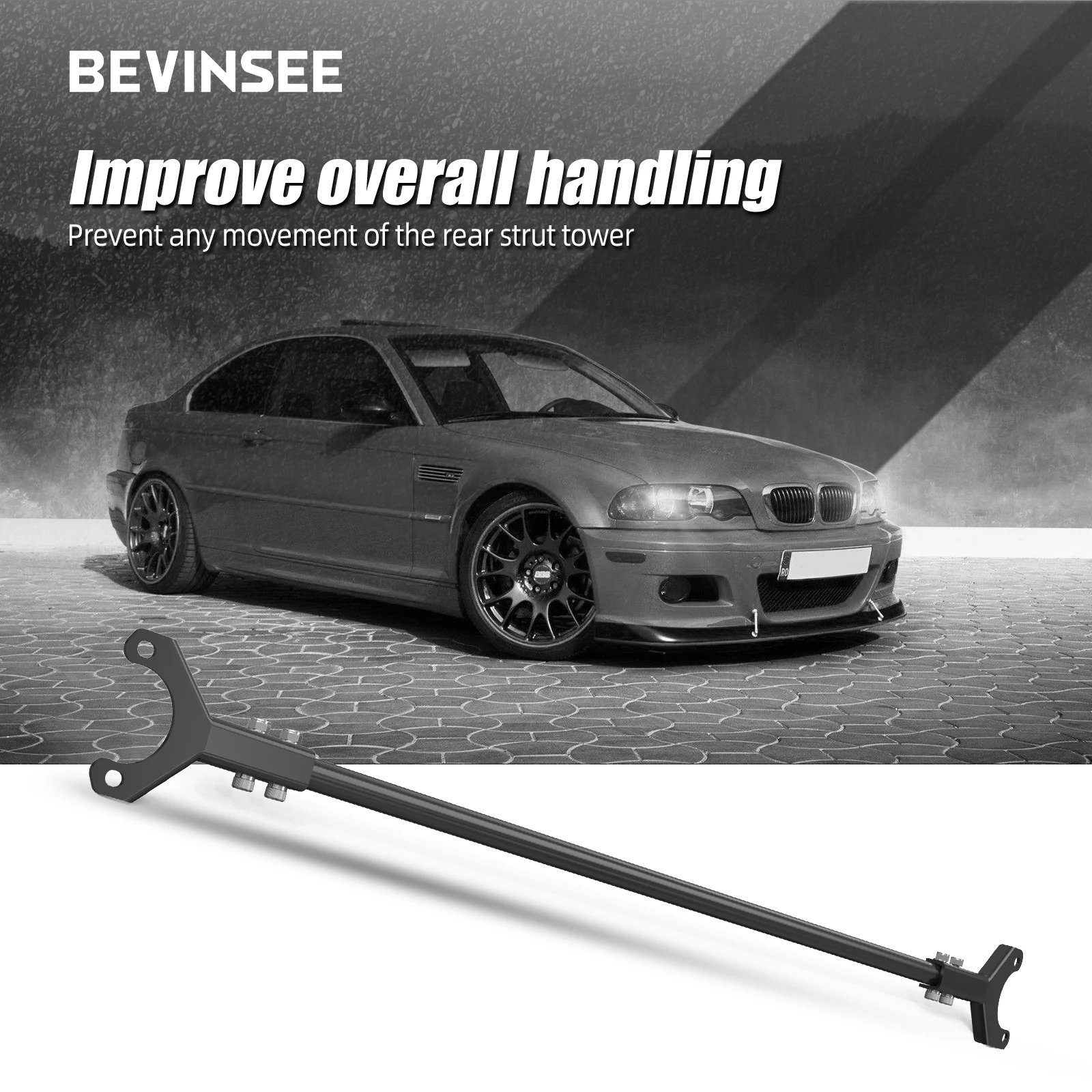 BMW E46 323i 323ci 325i 325ci 328i 328ci 330i 330ci 1999-2006 BEVINSEE Rear Strut Brace Bar Anti-Roll Sway Bar
