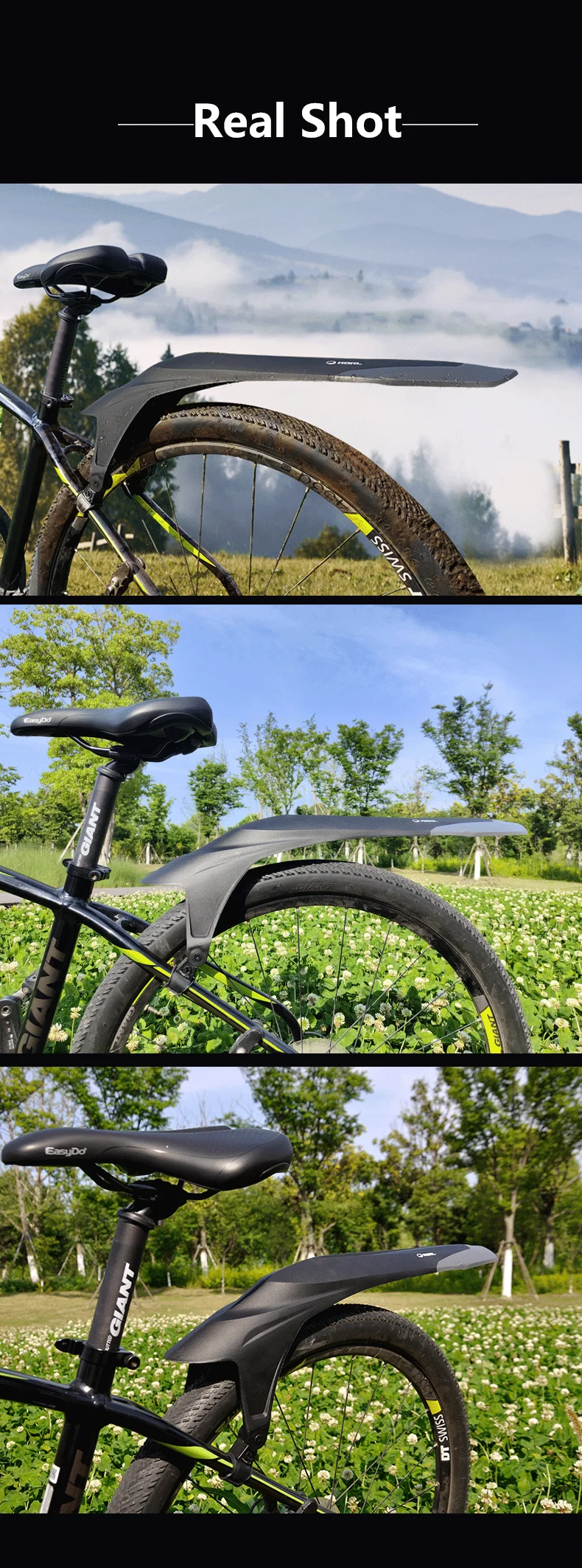 RBRL Bicycle Fender Wings for Bicycle 29 Mud Flaps for Bicycle Mountain Bike Fender Quick Release 24 to 29 Inch MTB Accessories