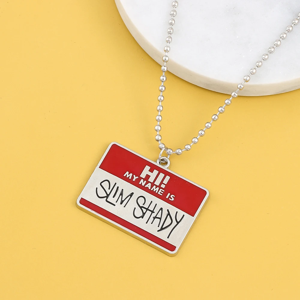 Slim Shady Hippie Choker Halskette mit Quadratischem Anhänger, Perlenkette, Rapper-Schmuck für Männer und Frauen – Detail 4