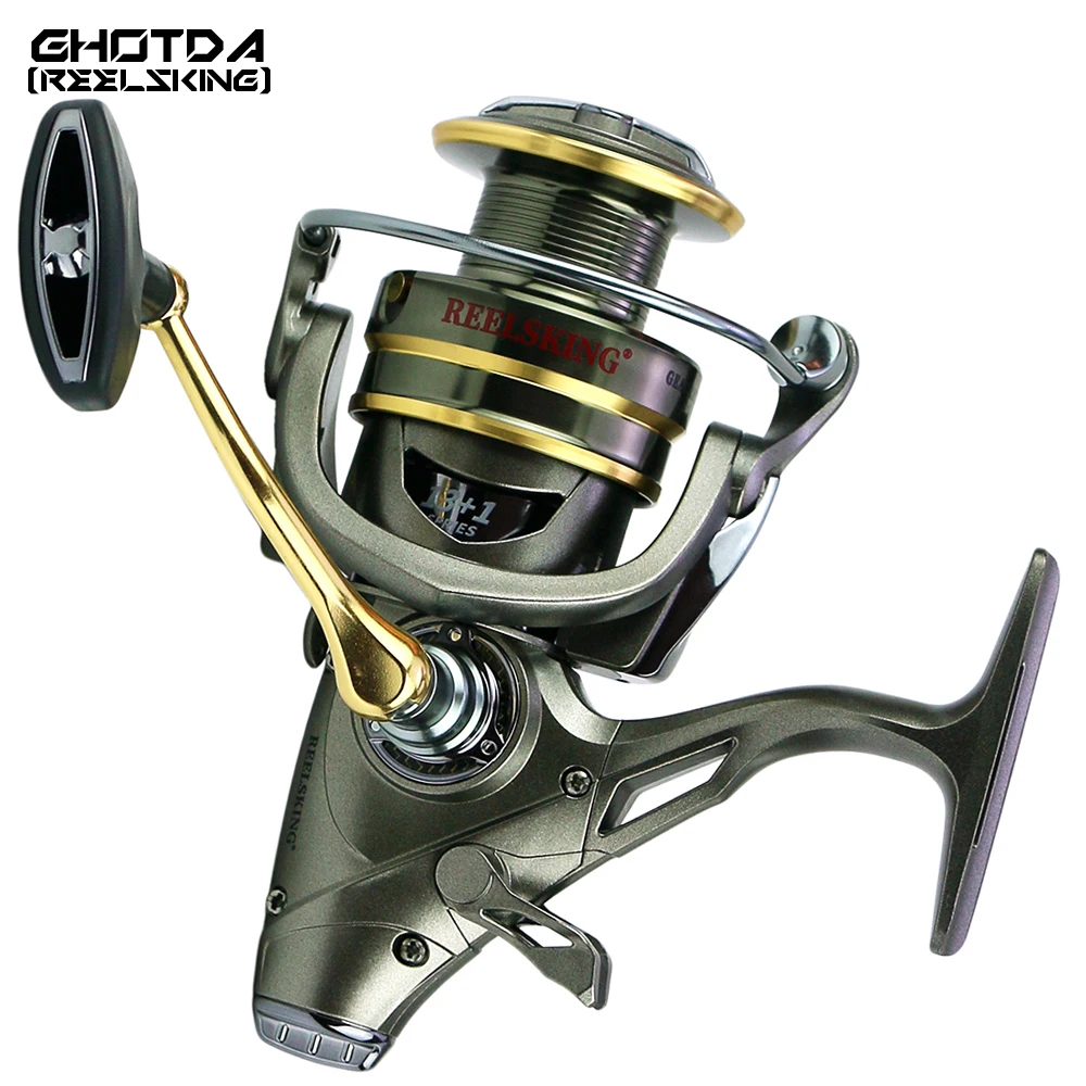 

GHOTDA Hand Brake Fishing Reel Jigging Wheel 3000 4000 5000 6000 Coil Metal Spool Lure Front and Rear Brake Spinning Reels 5.5:1