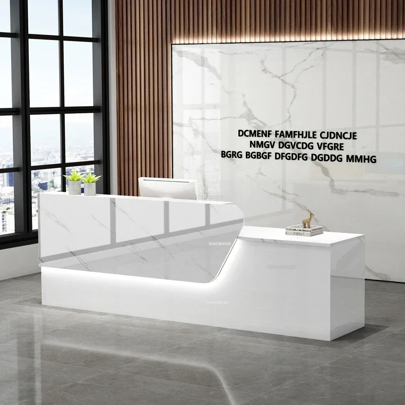 Light Luxury Reception Desks Office Front Desk Reception Counter Modern Commercial Small Office Furniture Hair Shop Bar Counter