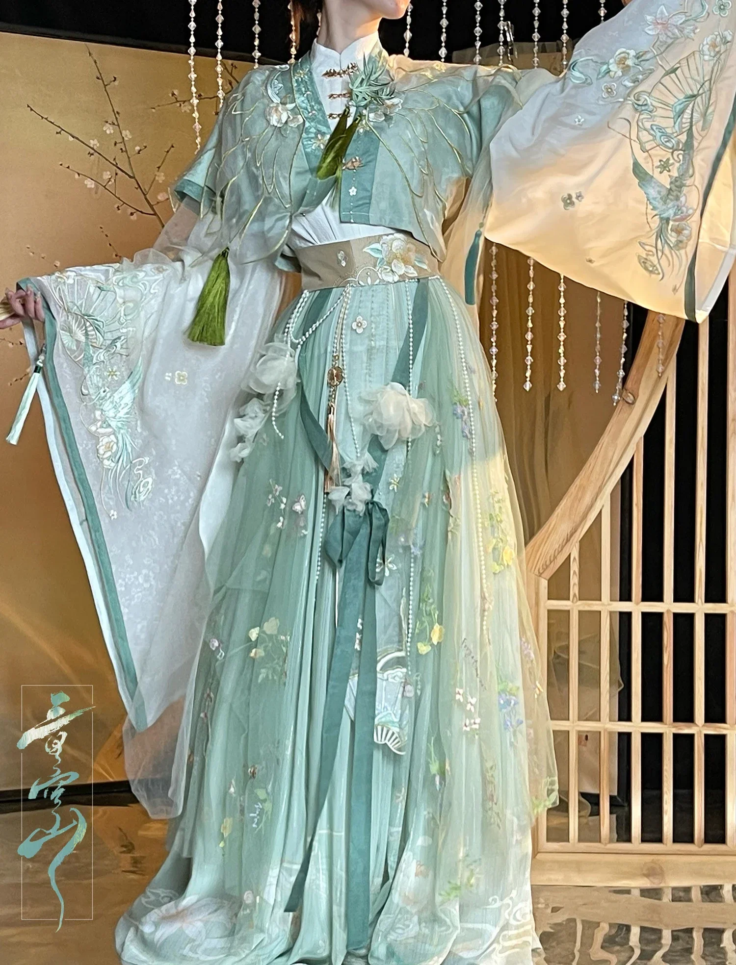 

TGCF Tian Guan Ci Fu Xie Lian Hua Cheng Feng Shi Shi Qing Xuan Cosplay Costume Green Cos Dress Hanfu Full Set