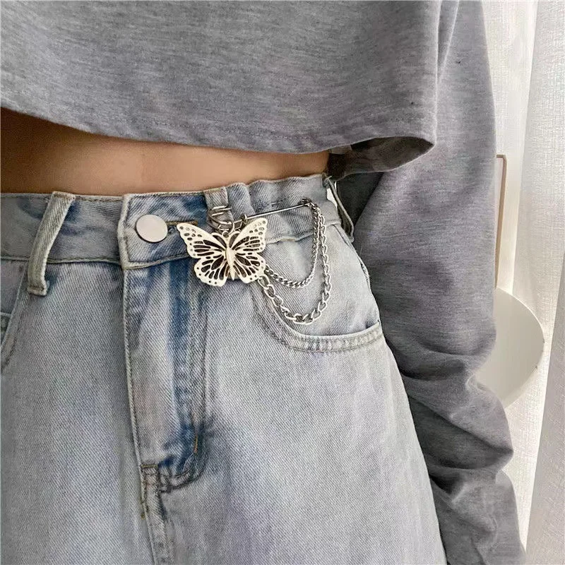 나비 모양 허리 조임 체인 벨트 여성용 장 청바지 스커트 바지 허리 봉제 용품