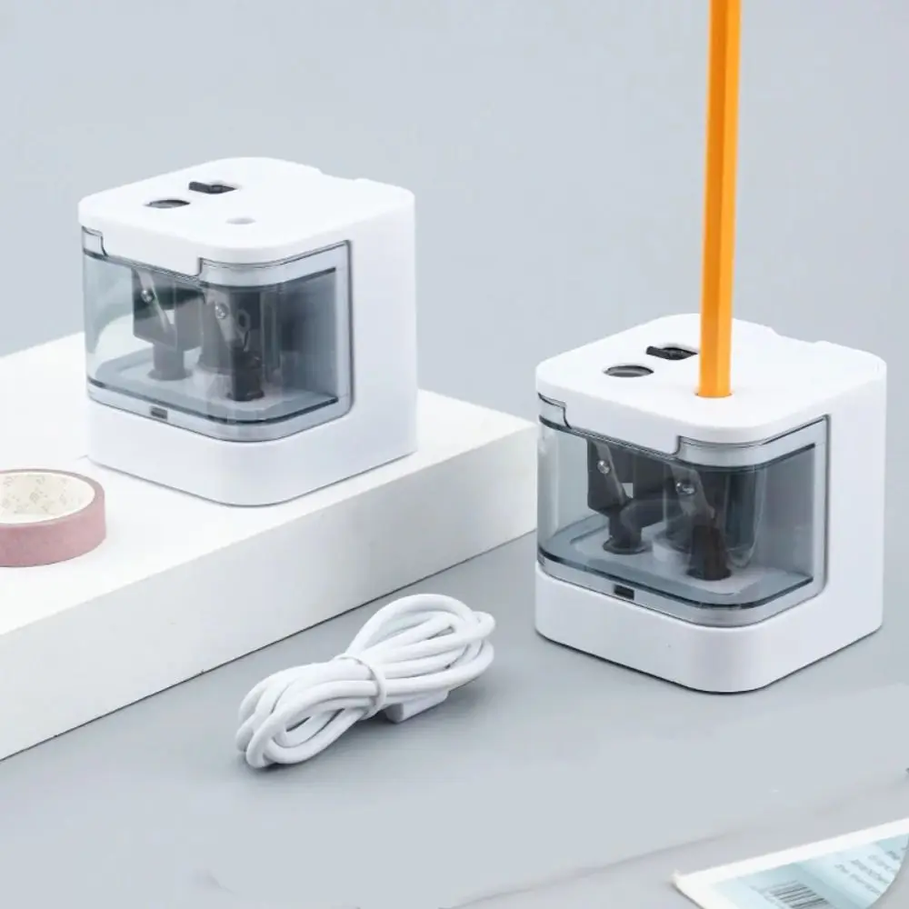 

Double Hole Electric Pencil Sharpener USB and Battery Portable USB Pencil Sharpener Dual Modes Safe Cover