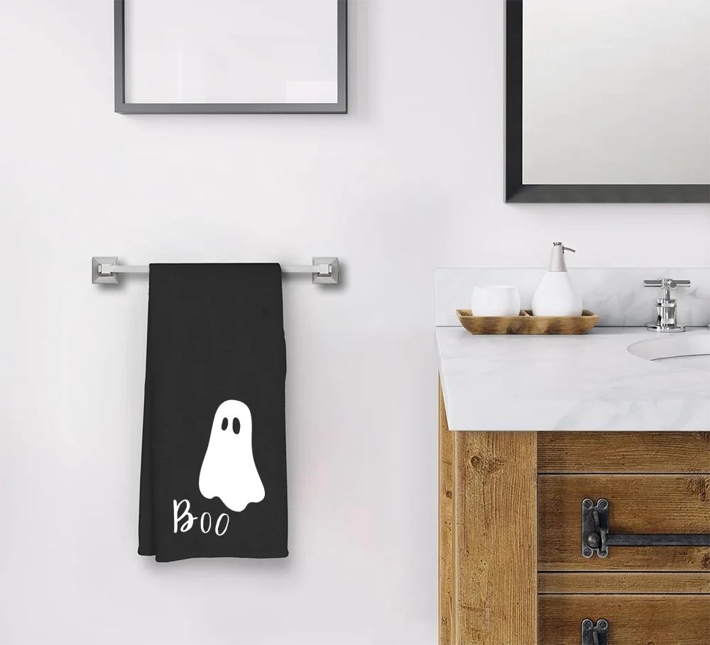 Black Ghost Boo Halloween Kitchen & Hand Towel 2