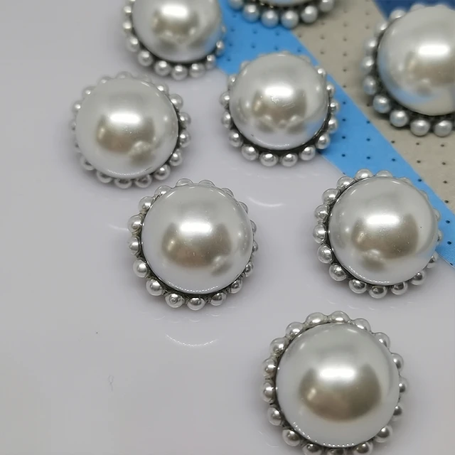 White Pearl Buttons Sewing  Black Round Bead Pearl Buttons - 50pcs/set  White Black - Aliexpress
