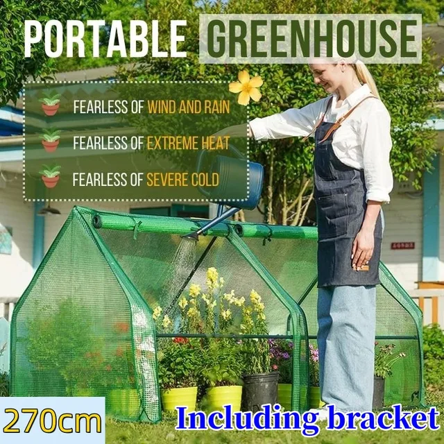 270 Cm Kert Green House Mezőgazdasági Eszközök Ált Hordozható Üvegházhatású Növény Fedele Kültéri Szigetelő Fedél - Image 2