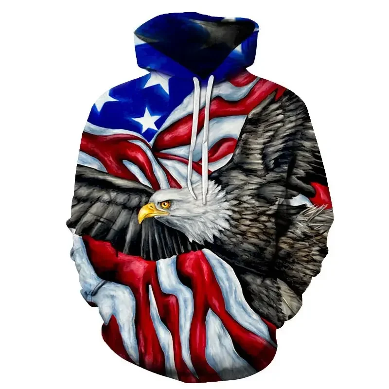 thumbnail image 1 of Sudadera con capucha de moda para hombre, con estampado de bandera estadounidense en 3D, con águila, tendencia urbana, manga larga, estilo hip hop, informal, de gran tamaño, 1 of 5