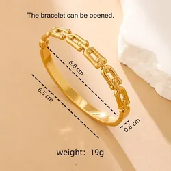 Gold - Tone Wide Stainless Steel Skeleton Bracelet for Women - Fashionable Jewelry Gift (Type2)