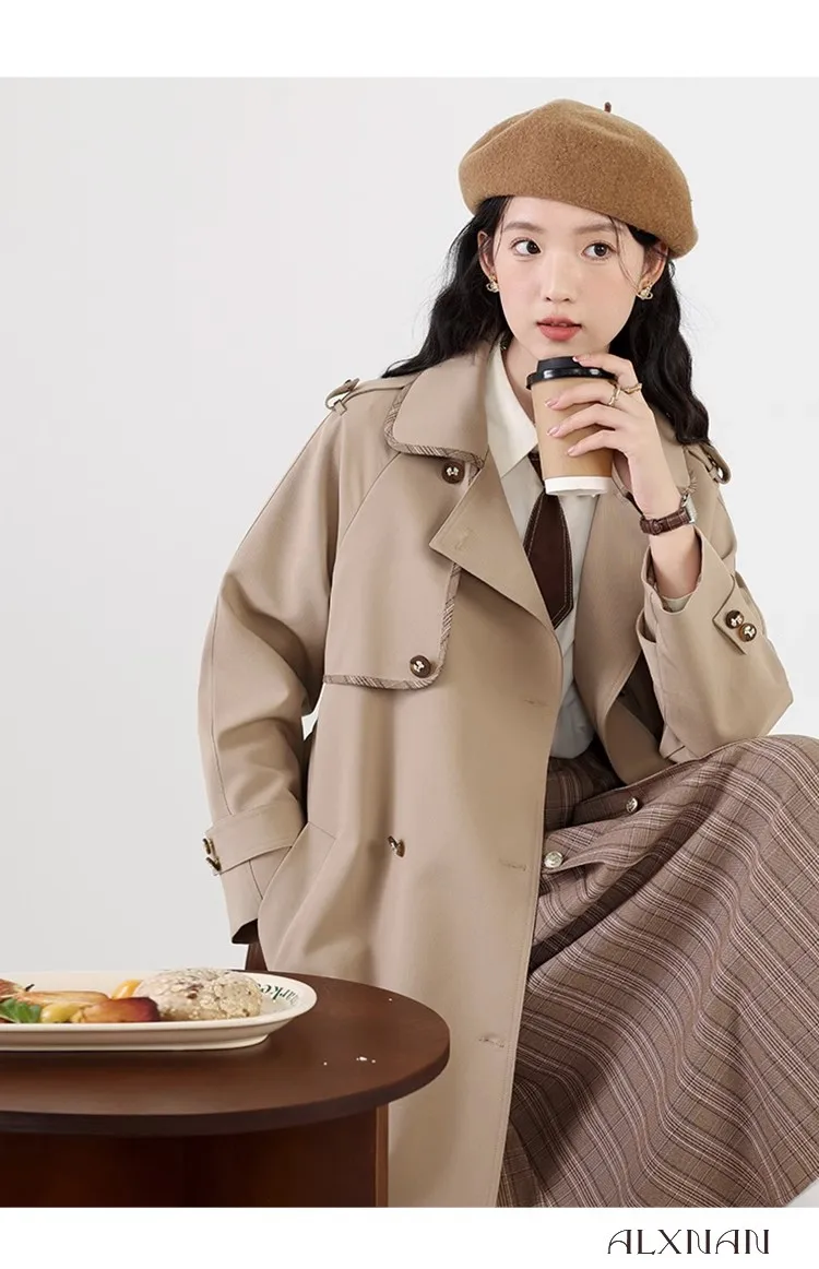 

Trench Coat For Women Autumn New Korean Fashion Jackets Women's Clothing Solid Jackets Casual Long Coat