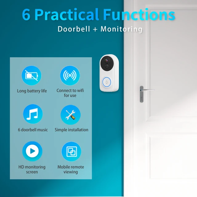 3MP 1296P iCsee APP Wireless WIFI Doorbell Visual Intercom Door Viewer Video Door Phone Camera  Low Comsuption  Peephole Viewer 4