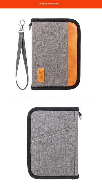 Portafoglio Da Viaggio Con Protezione RFID - Custodia Passaporti In Pelle | Grigio, Taglia M