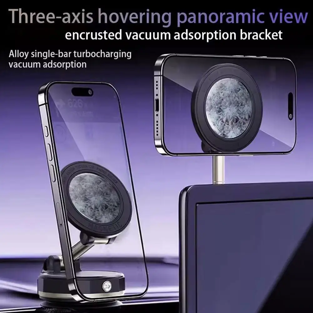 Magnetic Phone Holder with 360 Rotation and Automatic Suction Cup