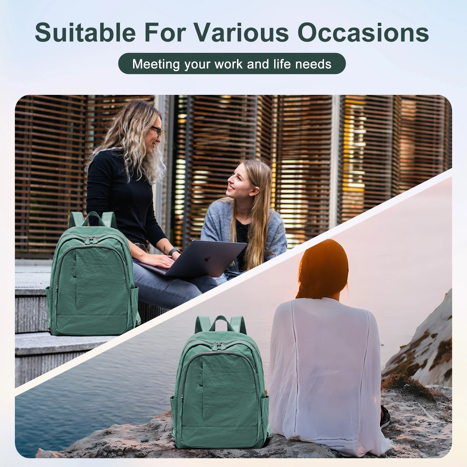 Lightweight Casual Laptop Backpack for Women, School Backpack College Classic Basic Waterproof Backpack for Boys Girls Teenagers