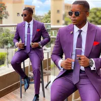 Slim Fit Men Suit Two-pieces(Jacket+Pants) Handsome High-quality Single Breasted Lapel Male Clothing 1